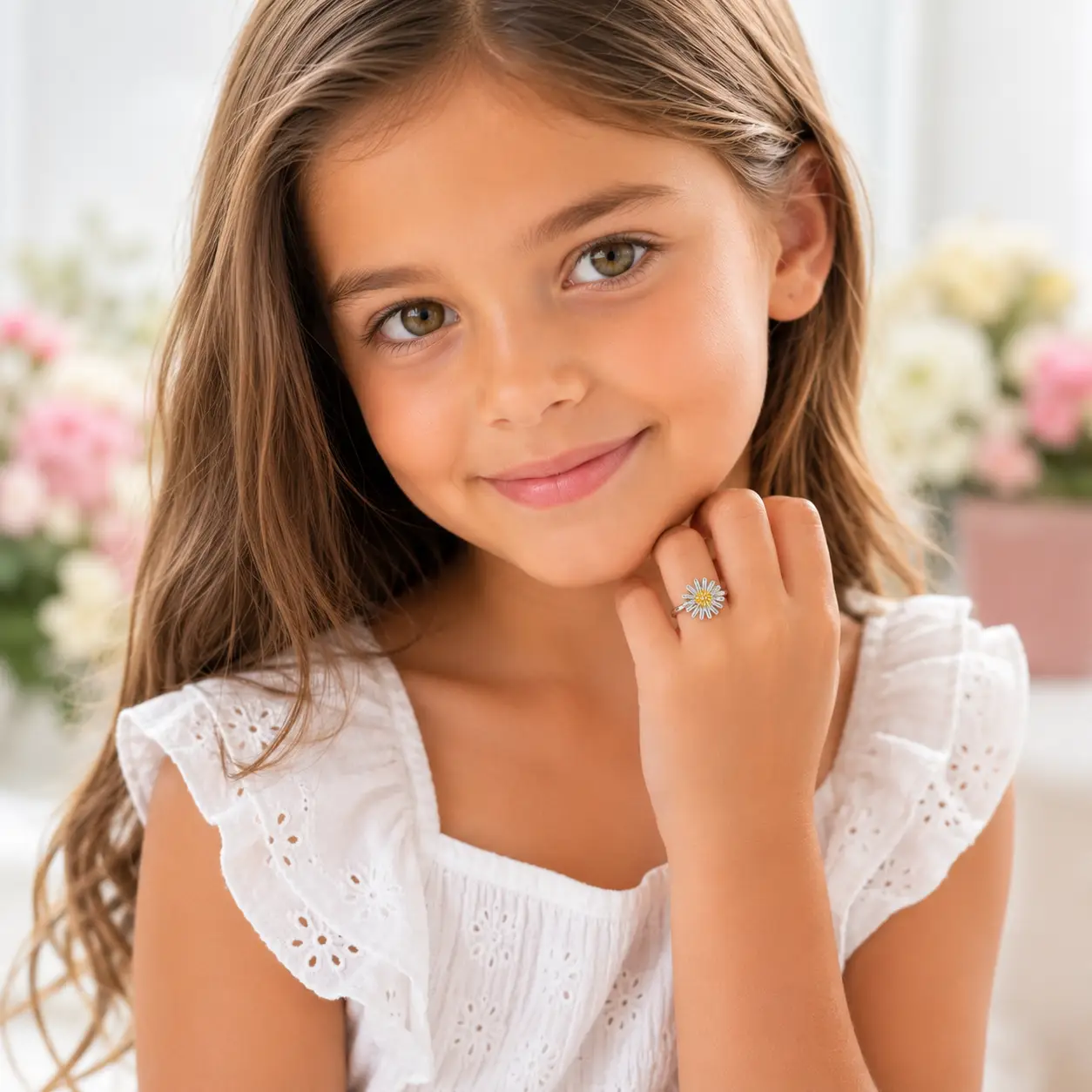 925 Sterling Silver Daffodil Jewellery Set for Young Girls - Image 2
