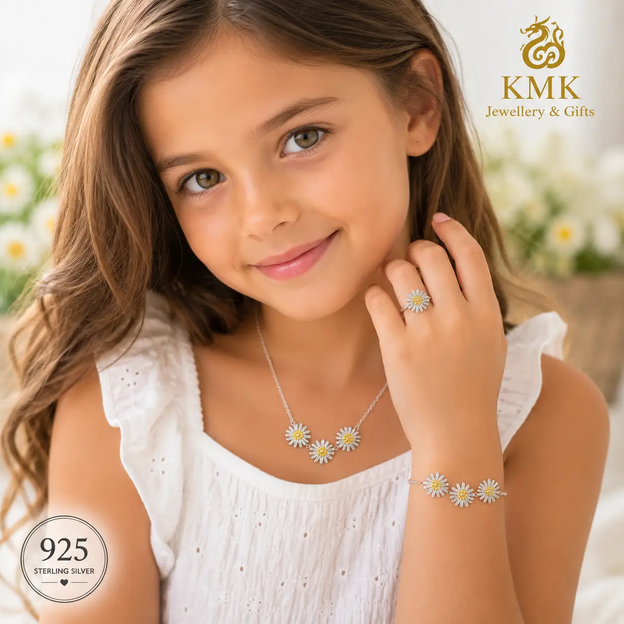 925 Sterling Silver Daffodil Jewellery Set for Young Girls - Image 8
