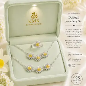 925 Sterling Silver Daffodil Jewellery Set for Young Girls
