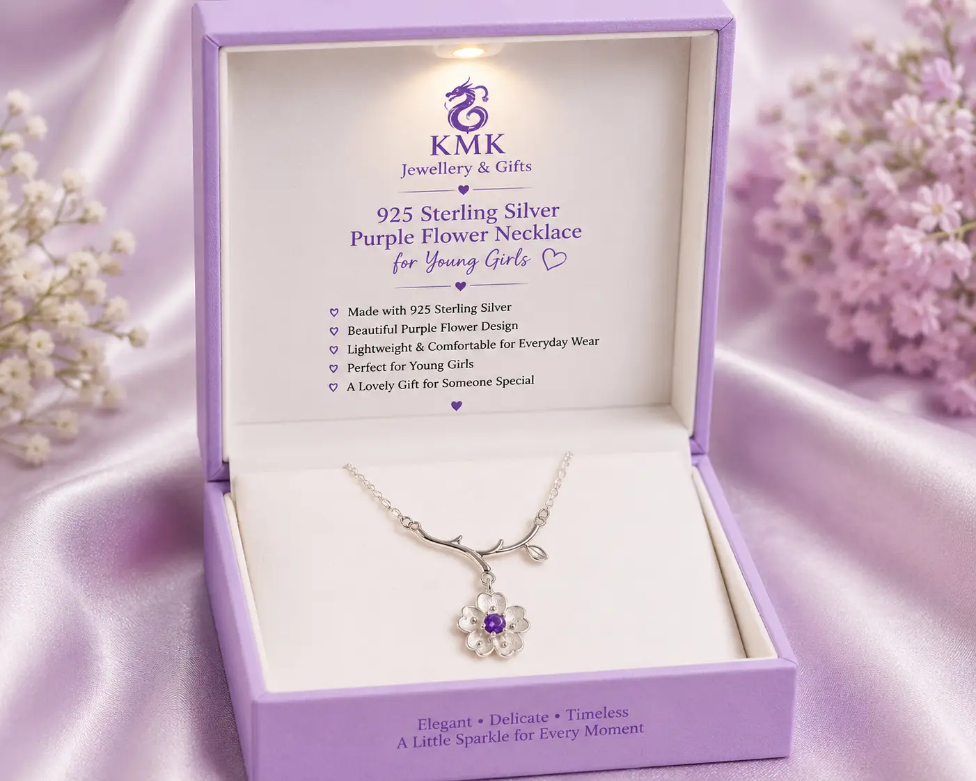 925 Sterling Silver Purple Flower Jewellery Collection for Young Girls - Image 9