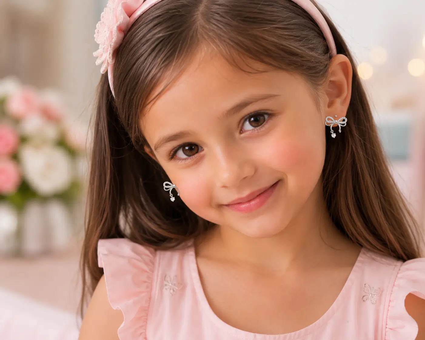 925 Sterling Silver Jewellery Sets Shiny Zirconia Bow Tie earrings, Bracelet and Necklace - Image 3