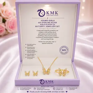 925 Sterling Silver Gold Plated Butterfly Jewellery Collection for Girls