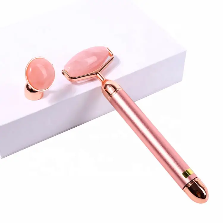 Electric Vibrating Rose Quartz Facial Roller Massage Beauty Tool - Image 5