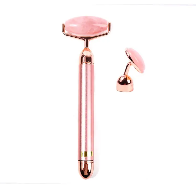 Electric Vibrating Rose Quartz Facial Roller Massage Beauty Tool - Image 4