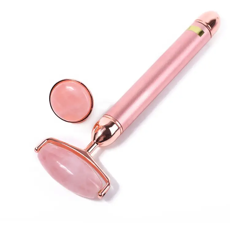 Electric Vibrating Rose Quartz Facial Roller Massage Beauty Tool - Image 3