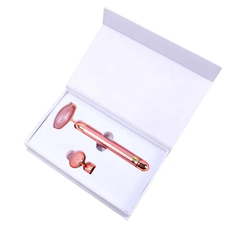 Electric Vibrating Rose Quartz Facial Roller Massage Beauty Tool - Image 6