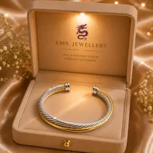 Designer 925 Sterling Silver Bangle 7.5mm Vintage Cable Bangle