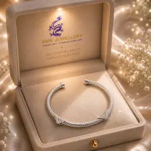 925 Sterling Silver Cylindrical Cross-Tie Natural Temperament Retro Luxury Jewellery Bangle