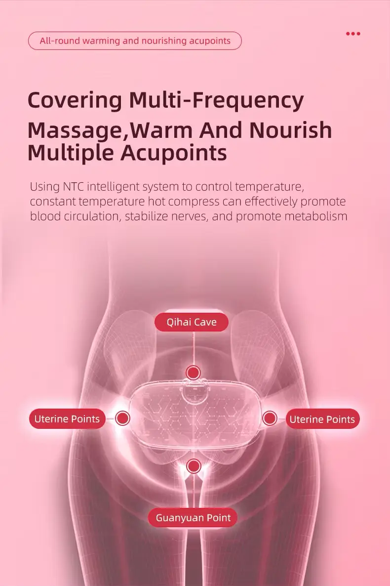 Hot Compress Vibration Abdominal Massage Instrument Stomach Pain Cold Smart Relieve Period Cramp Pain Heating Warm Palace Belt - Image 4