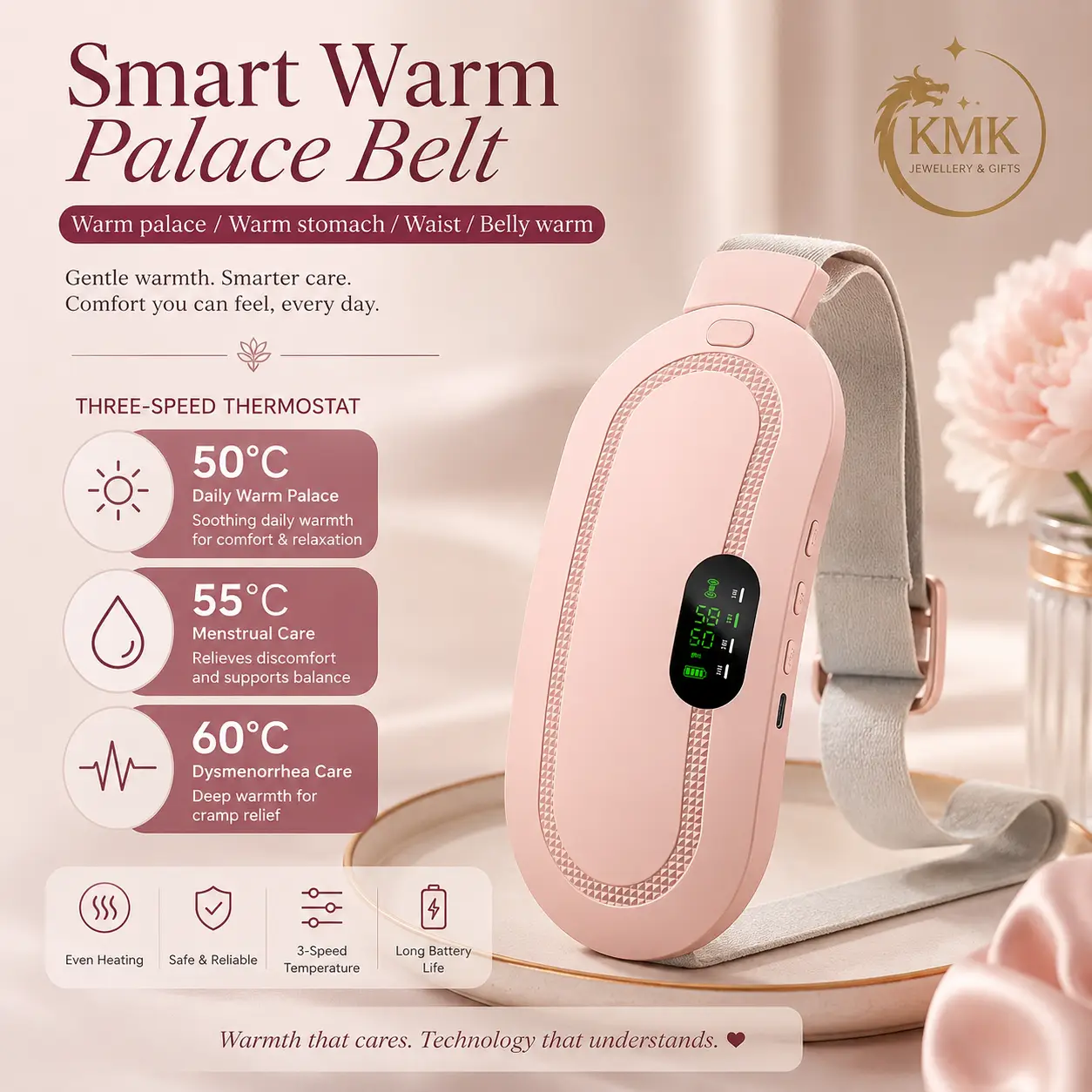 Hot Compress Vibration Abdominal Massage Instrument Stomach Pain Cold Smart Relieve Period Cramp Pain Heating Warm Palace Belt - Image 10