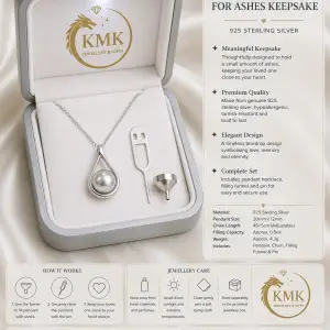 Teardrop Urn Pendant Necklace for Ashes Keepsake 925 Sterling Silver Urn Necklace