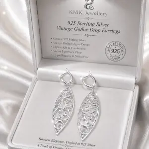 Long Earrings S925 Sterling Sliver Vintage Gothic Drop Earrings