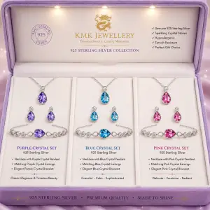 S925 Sterling Silver Young Women's and Girls Light Luxury Mermaid's Tears Jewellery Set Natural Stone