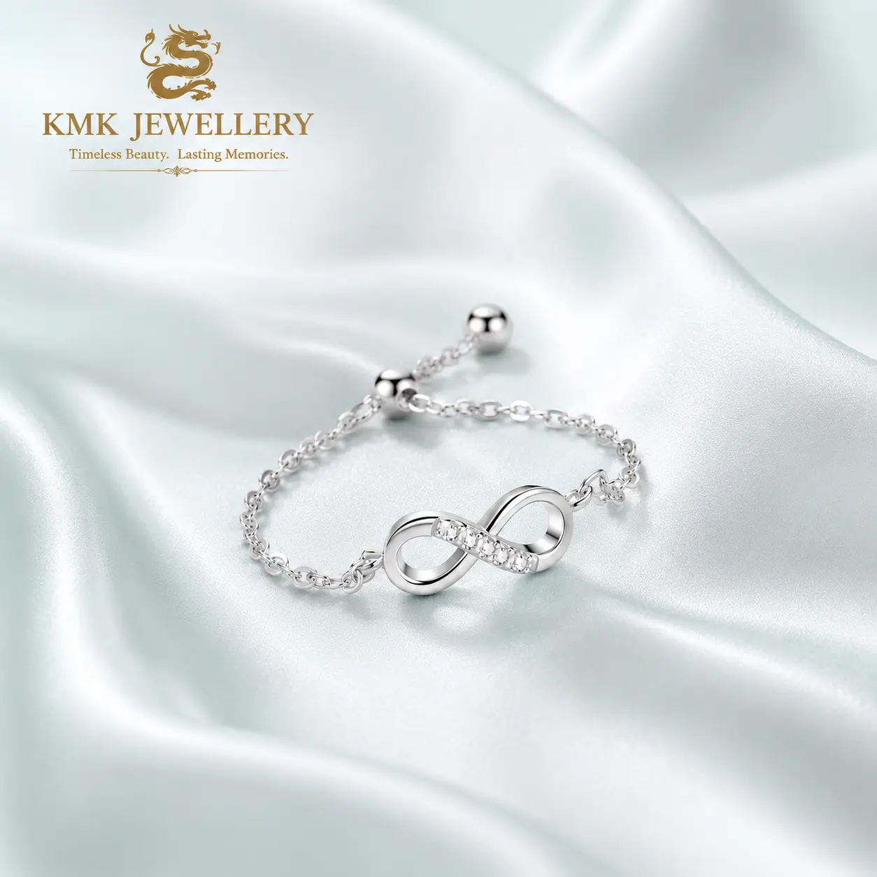 High Quality Waterproof Women's 925 Sterling Silver Chain Ring Waterproof CZ Zircon Infinity Symbol Ring Fine Jewellery - Image 7