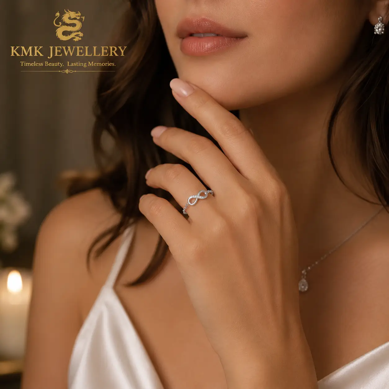 High Quality Waterproof Women's 925 Sterling Silver Chain Ring Waterproof CZ Zircon Infinity Symbol Ring Fine Jewellery - Image 2
