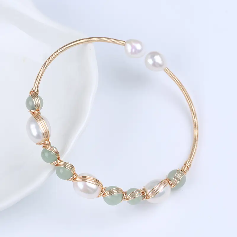 Luxury Fashion Natural Freshwater Rice-Shaped Pearl Adjustable Bracelet - Image 2