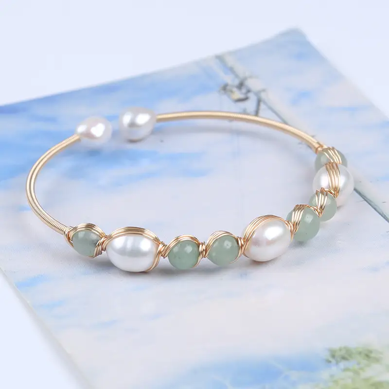 Luxury Fashion Natural Freshwater Rice-Shaped Pearl Adjustable Bracelet - Image 3