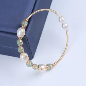 Luxury Fashion Natural Freshwater Rice-Shaped Pearl Adjustable Bracelet