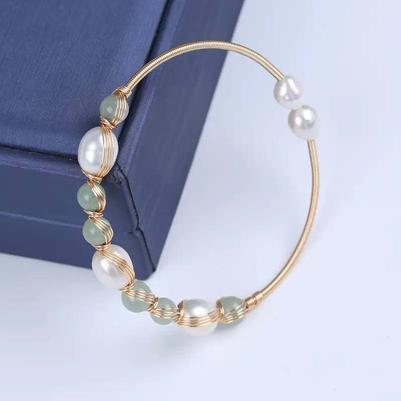 Luxury Fashion Natural Freshwater Rice-Shaped Pearl Adjustable Bracelet