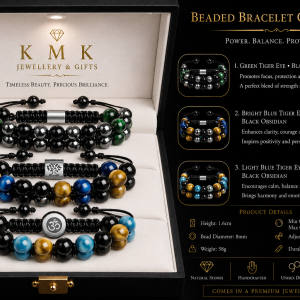 Women and Men's Natural Stone 8mm Double-Row Woven Beaded Bracelets – Three Designs