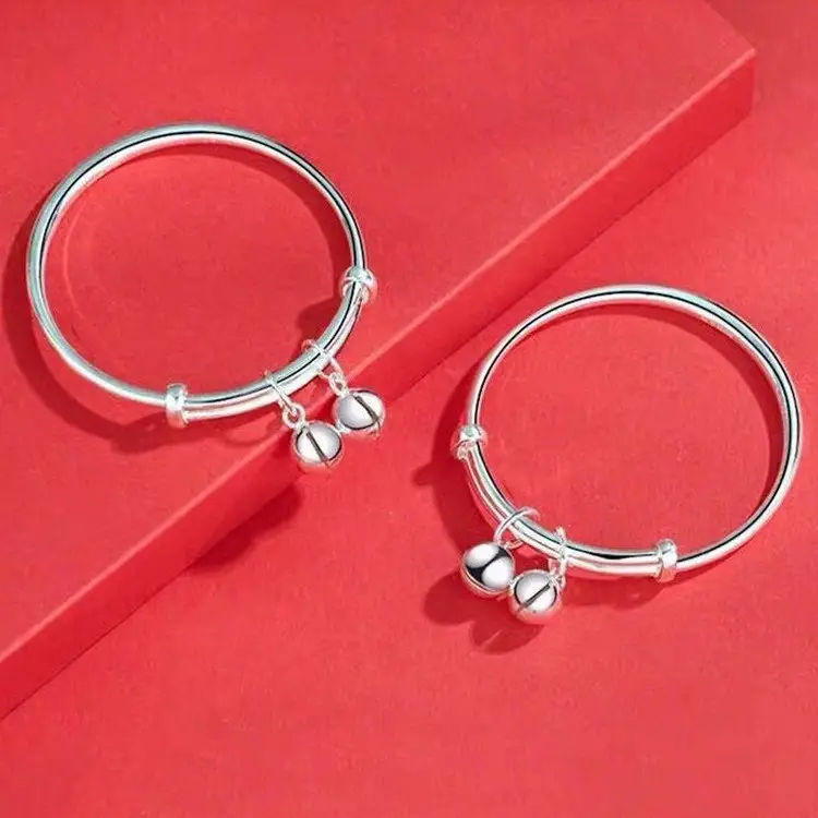 999 Sterling Silver Baby Bangles with Bells for Boys and the Girls - Image 7