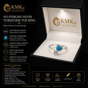 925 Sterling Silver Turquoise Toe Ring Foot Jewellery Open Toe Rings