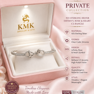 Private Collection – 925 Sterling Silver Infinity Rose & Heart Bracelet