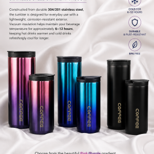 400ml & 500ml Stainless Steel Gradient Vacuum Coffee Tumbler