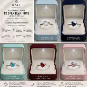 925 Sterling Silver Twist Rope Open Heart Adjustable Gemstone Ring