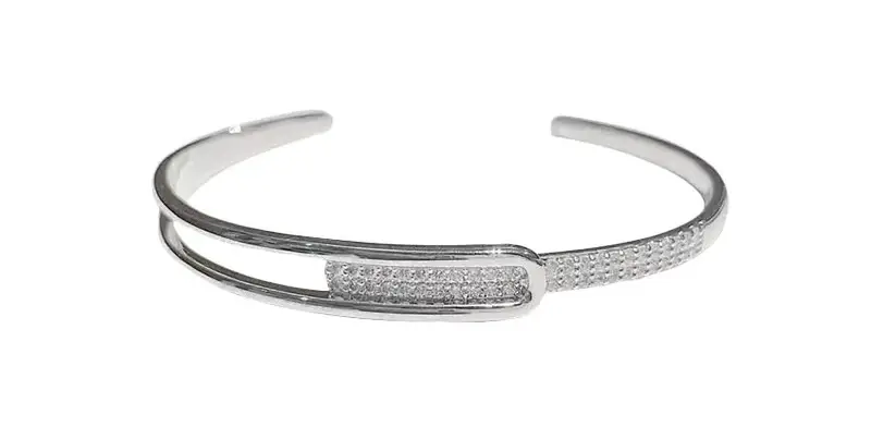Women's 925 Sterling Silver Feather Bracelet with Zircon - Image 5